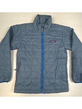 Patagonia Kids Sz 10 M Nano Puff Jacket Forge Grey Full Zip Primaloft Insulated